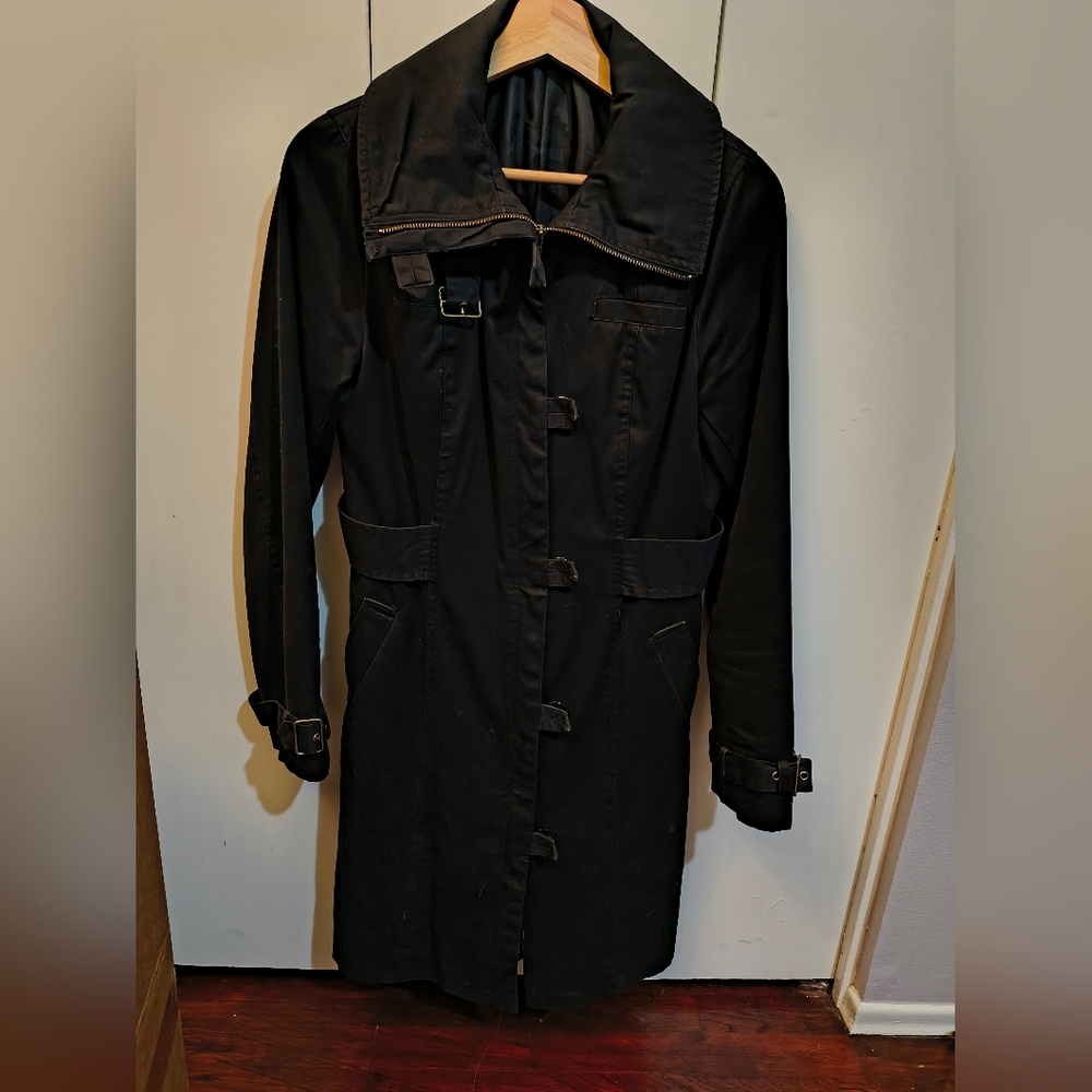 Divided By H&M Black Utility Trench Coat